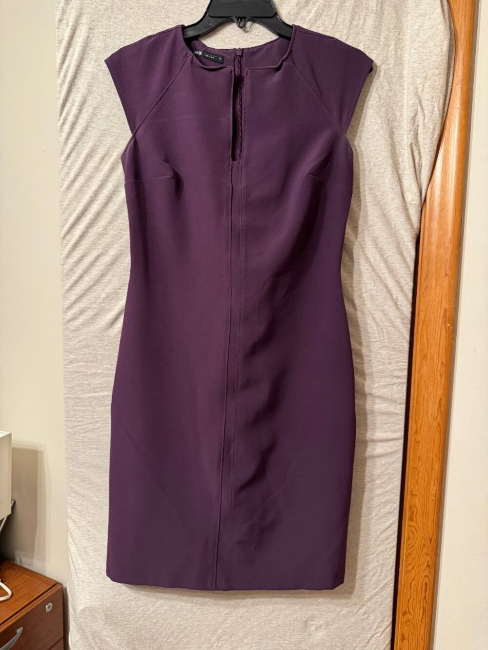 Oodji Purple Plum Bodycon Sheath Dress Cap Sleeve Keyhole Size S/M